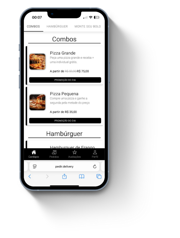 Mockup do aplicativo